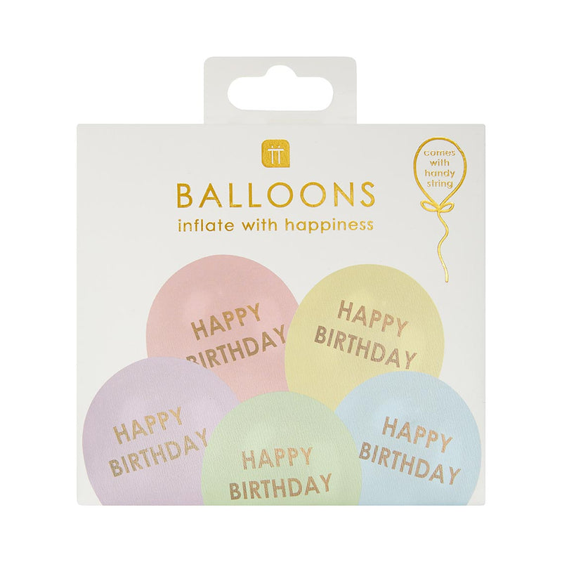 PACK OF 5 LATEX BALLOONS - PASTEL-LATEX 12"-Partica Party