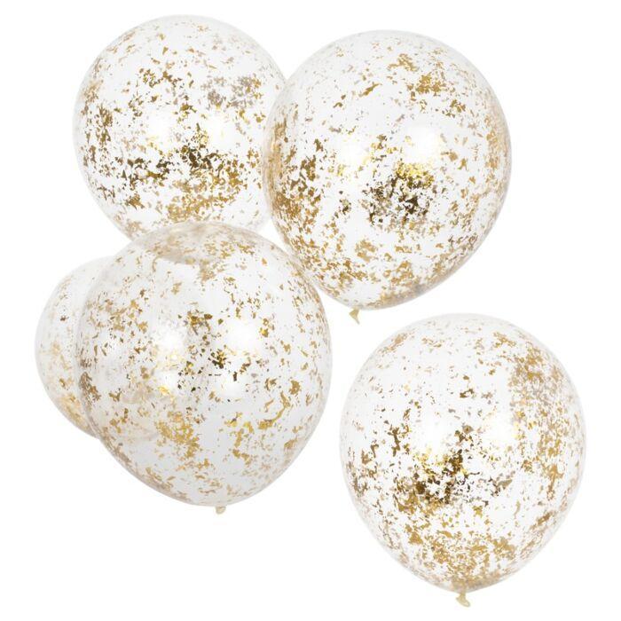 PACK OF 5 LATEX - CONFETTI FILLED - SHREDDED GOLD-CONFETTI FILLED-Partica Party