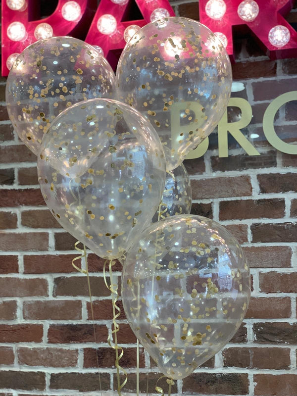 PACK OF 6 LATEX - CONFETTI FILLED - GOLD-CONFETTI FILLED-Partica Party