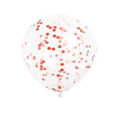 PACK OF 6 LATEX - CONFETTI FILLED - RED-CONFETTI FILLED-Partica Party