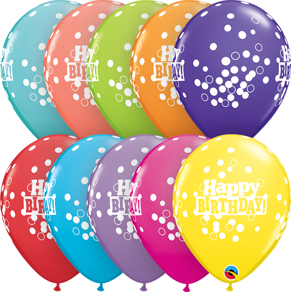 PACK OF 6 LATEX - HAPPY BIRTHDAY - CONFETTI DOTS-LATEX NUMBER SET-Partica Party