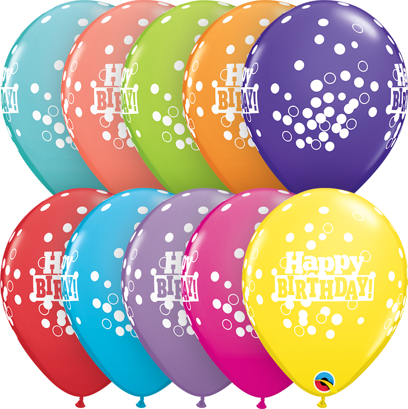 PACK OF 6 LATEX - HAPPY BIRTHDAY - CONFETTI DOTS-LATEX NUMBER SET-Partica Party