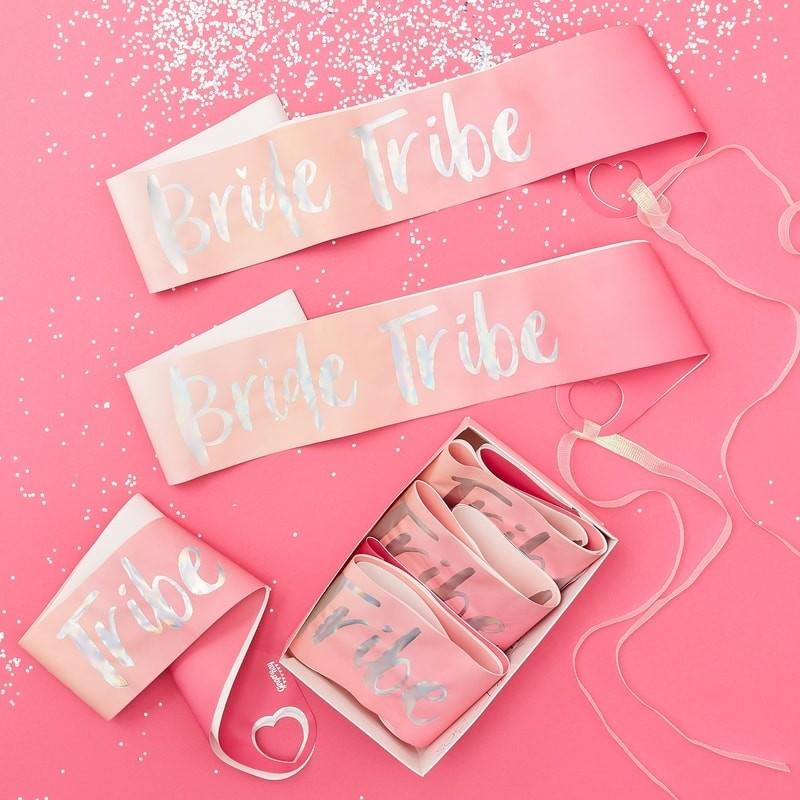 PACK OF 6 SASHES - BRIDE TRIBE - IRIDESCENT-SASH-Partica Party