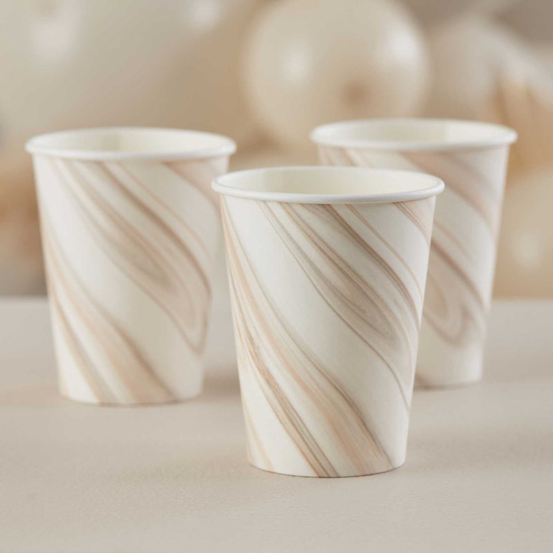 PACK OF 8 CUPS - NATURAL MARBLE-CUPS-Partica Party