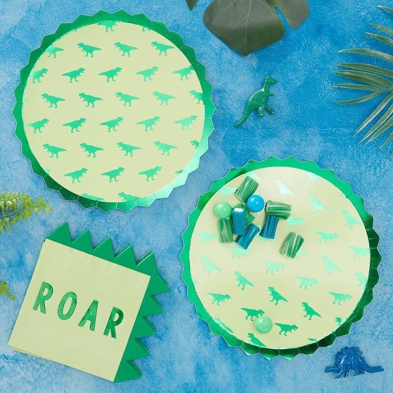 PAPER PLATES - DINOSAUR PARTY - PACK OF 8-PLATES-Partica Party
