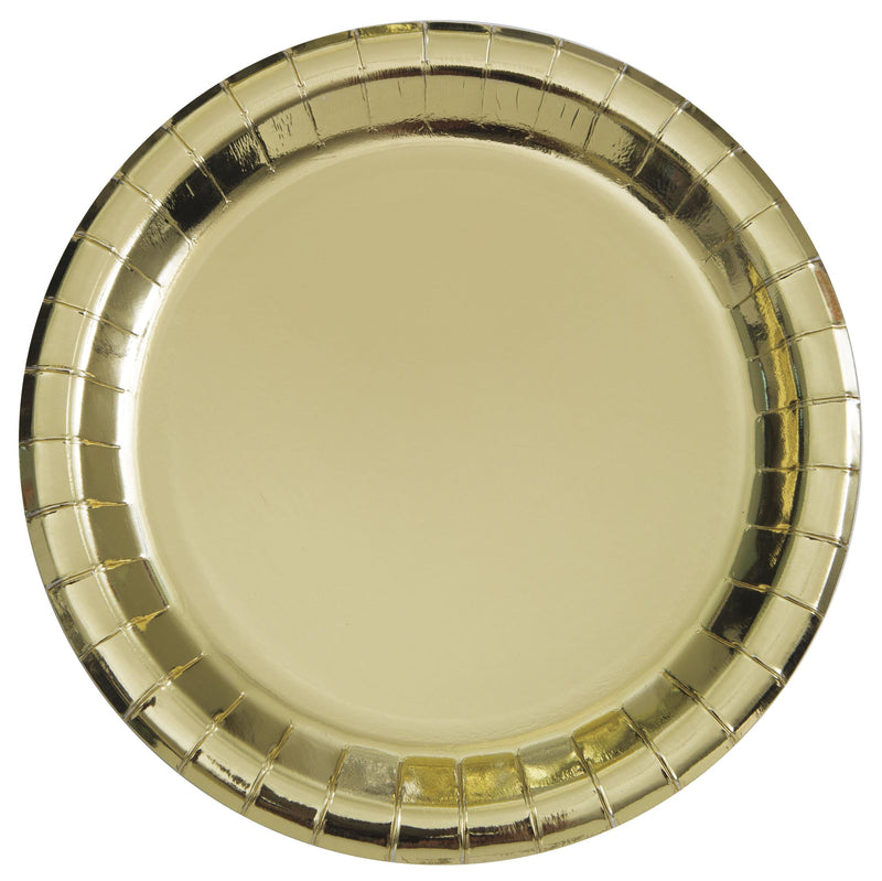PAPER PLATES - METALLIC GOLD - PACK OF 8-PLATES-Partica Party