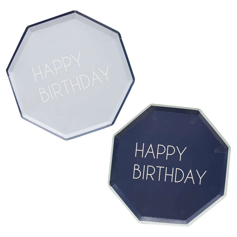 PAPER PLATES - NAVY & LIGHT BLUE - PACK OF 8-PLATES-Partica Party