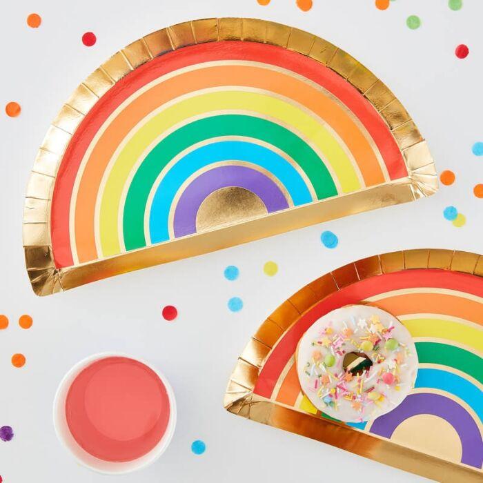 PAPER PLATES - RAINBOW SHAPED - PACK OF 8-PLATES-Partica Party