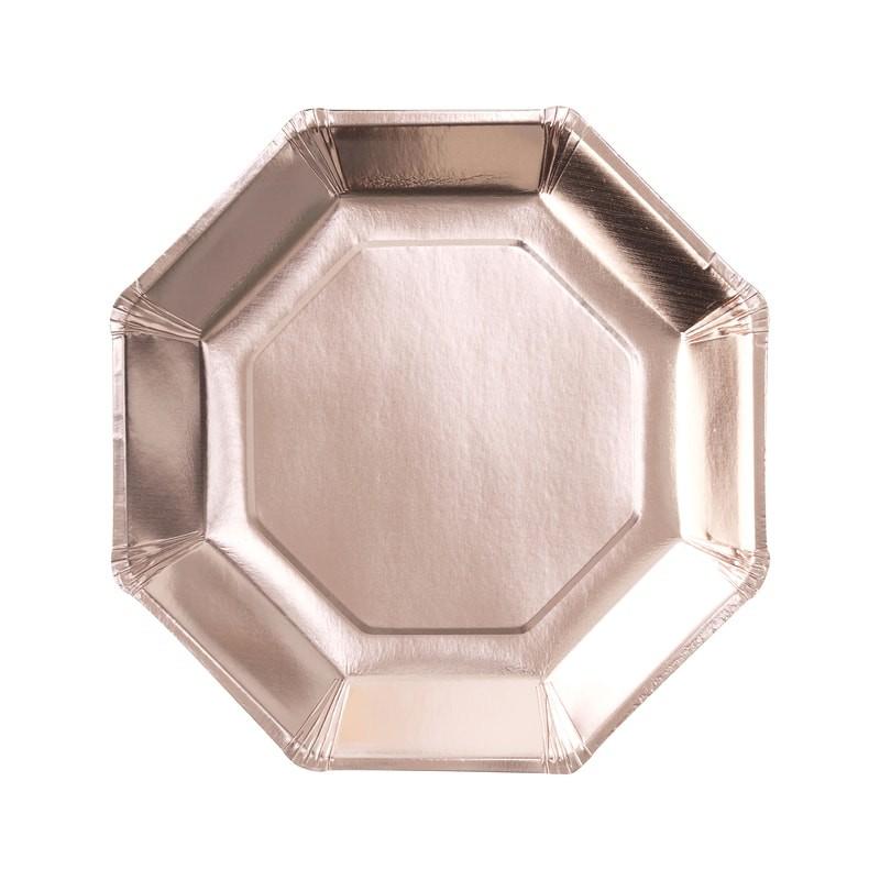 PAPER PLATES - ROSE GOLD - PACK OF 8-PLATES-Partica Party