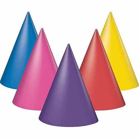 PARTY HATS - ASSORTED COLOURS - PACK OF 8