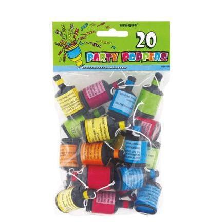 PARTY POPPERS - RAINBOW - PACK OF 20-party poppers-Partica Party