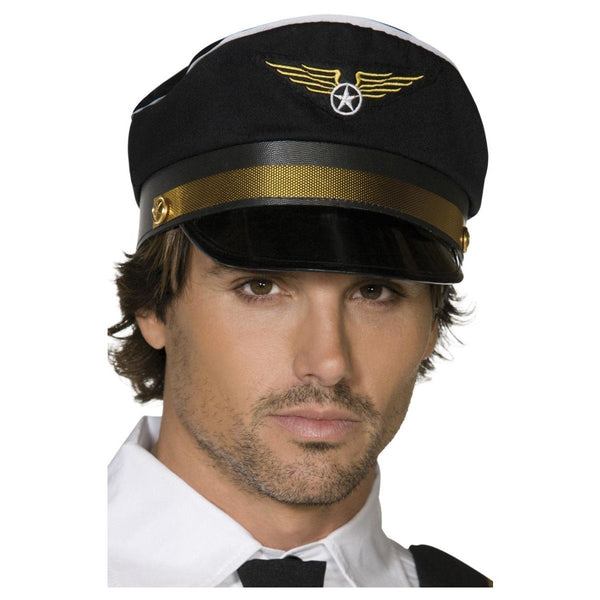 PILOT CAPTAIN HAT - BLACK-Hat-Partica Party
