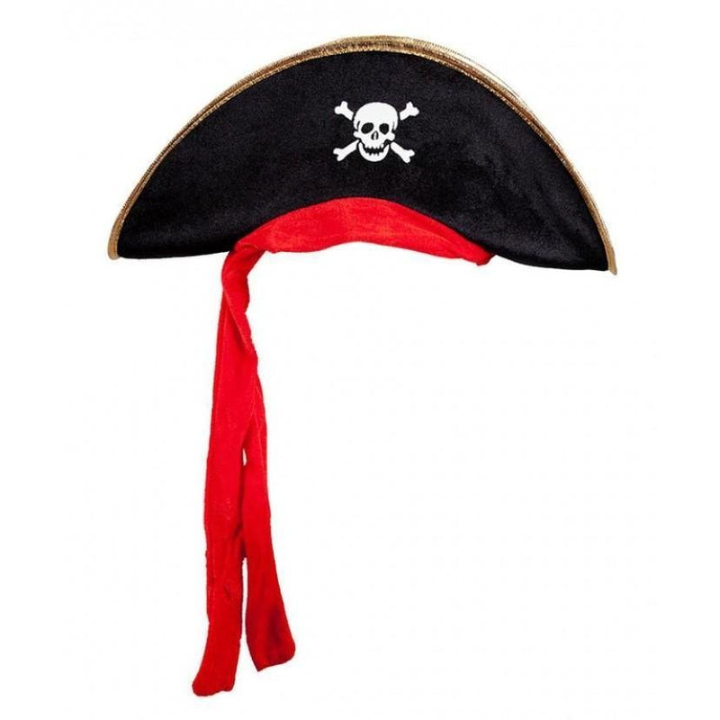 PIRATE HAT - BLACK WITH RED BADANA-Hat-Partica Party