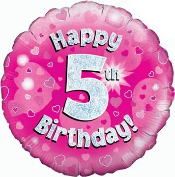 18" FOIL - HAPPY 5th BIRTHDAY - PINK