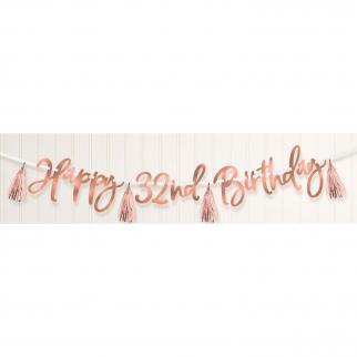 ROSE GOLD BIRTHDAY BANNER-BANNER-Partica Party