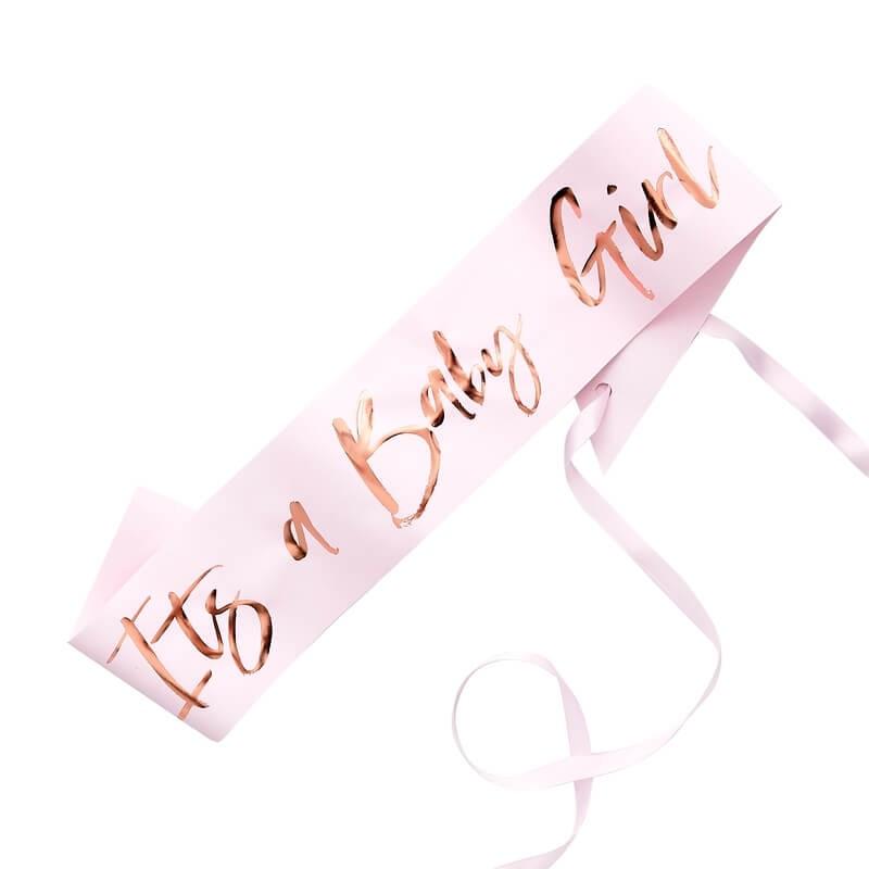 SASH - IT'S A BABY GIRL - PINK-BABY SHOWER MISC-Partica Party