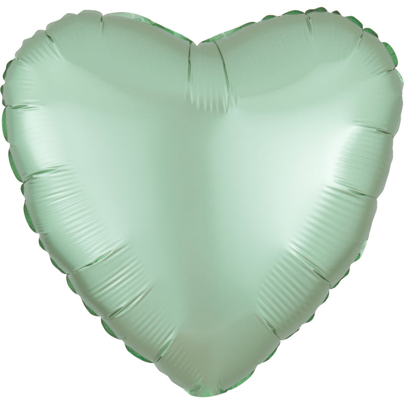 SATIN LUXE - HEART - MINT GREEN-FOIL SHAPE-Partica Party