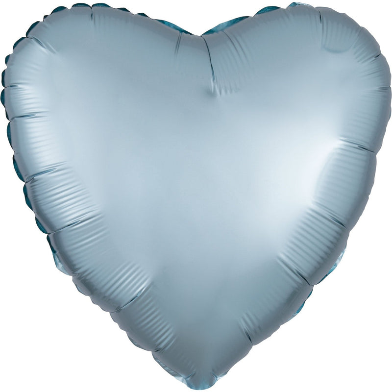 SATIN LUXE - HEART - PASTEL BLUE-FOIL SHAPE-Partica Party