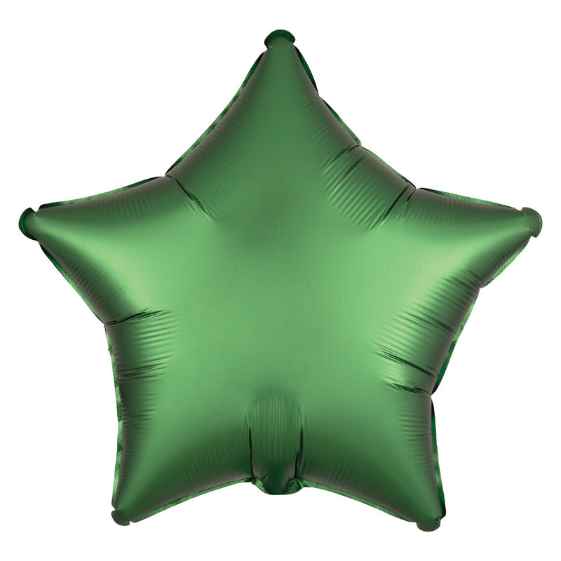 SATIN LUXE - STAR - EMERALD GREEN-FOIL SHAPE-Partica Party