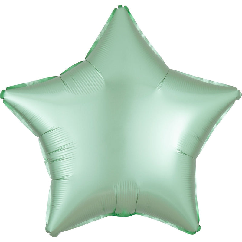 SATIN LUXE - STAR - MINT GREEN-FOIL SHAPE-Partica Party