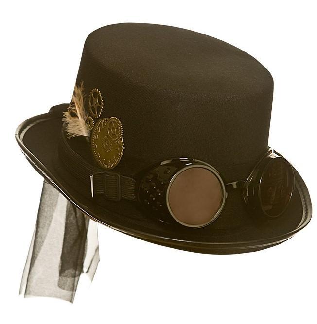 STEAMPUNK DELUXE HAT WITH GOGGLES-Hat-Partica Party