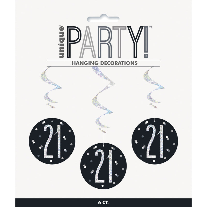 SWIRL DECORATIONS - 21 - BLACK GLITZ-Swirl Decorations-Partica Party
