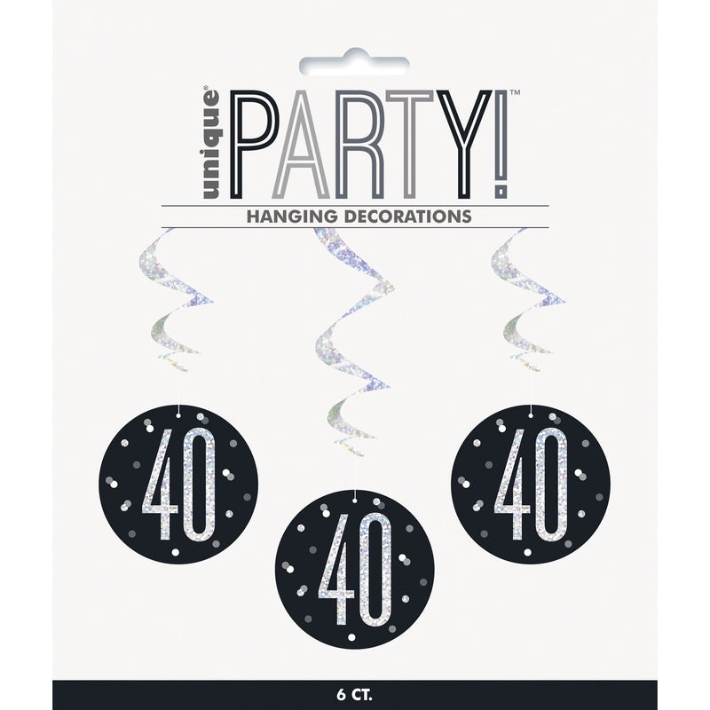 SWIRL DECORATIONS - 40 - BLACK GLITZ-Swirl Decorations-Partica Party