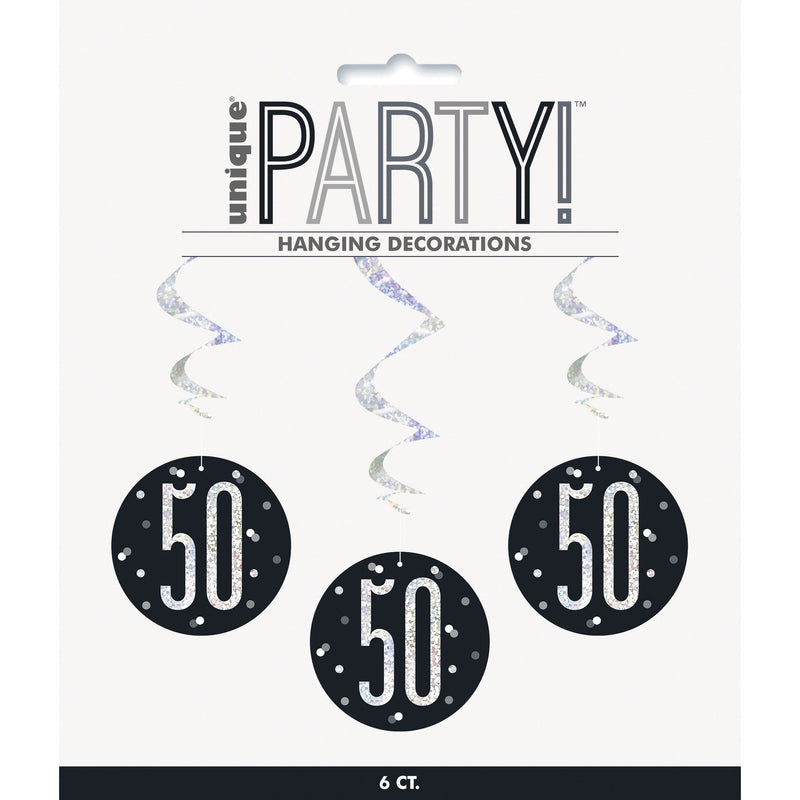 SWIRL DECORATIONS - 50 - BLACK GLITZ-Swirl Decorations-Partica Party