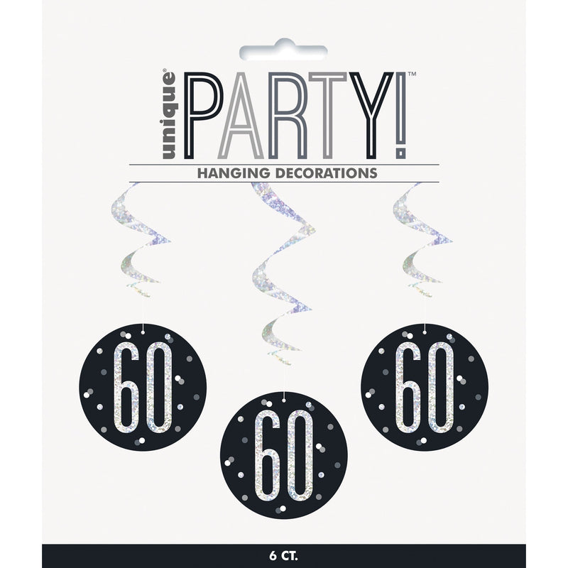 SWIRL DECORATIONS - 60 - BLACK GLITZ-Swirl Decorations-Partica Party