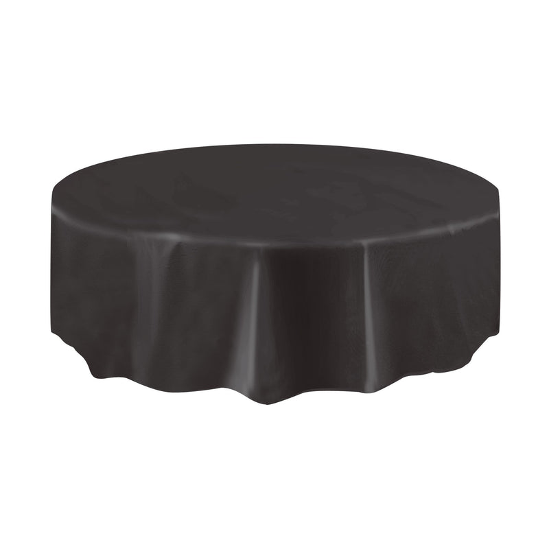 TABLECOVER - BLACK - PLASTIC ROUND-Tablecover-Partica Party