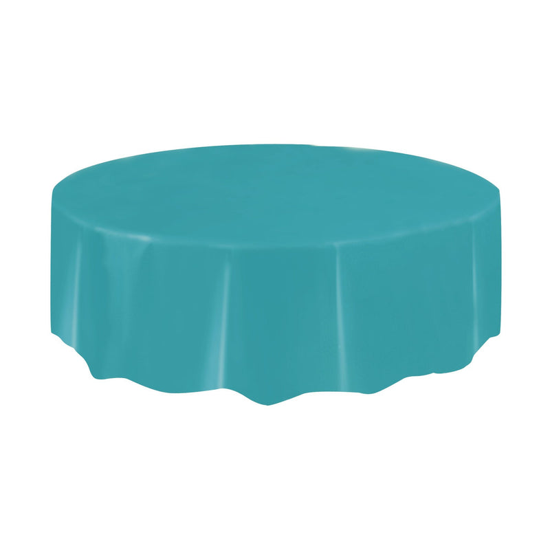 TABLECOVER - CARIBBEAN TEAL - PLASTIC ROUND-Tablecover-Partica Party