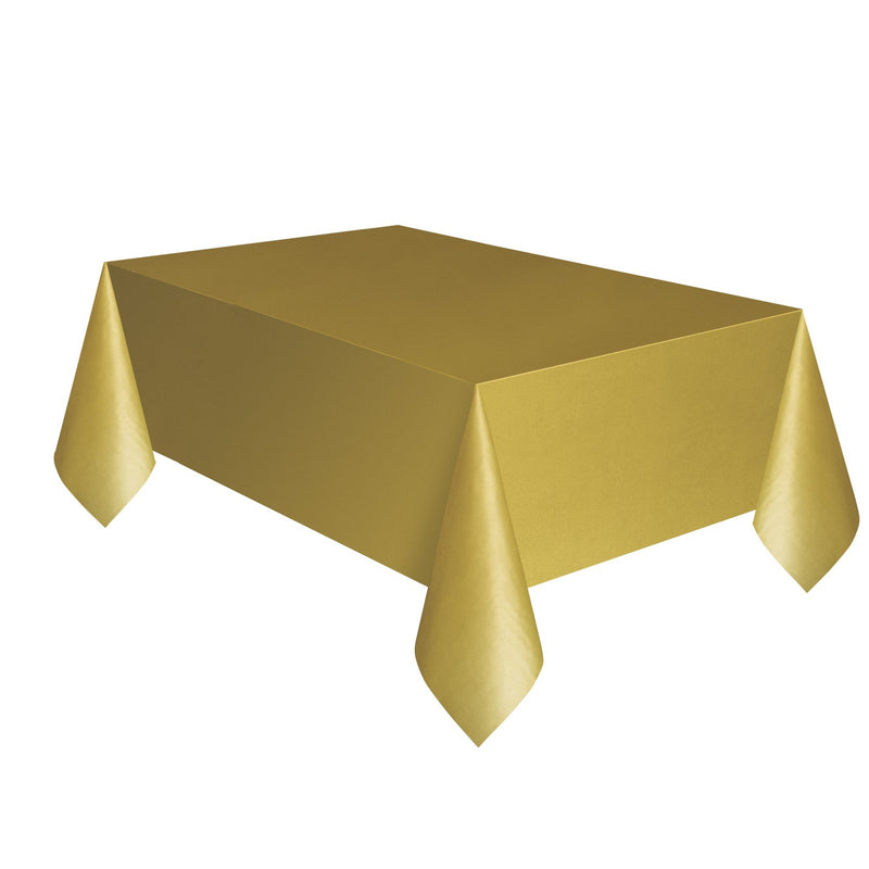 TABLECOVER - GOLD - PLASTIC RECTANGLE-Tablecover-Partica Party