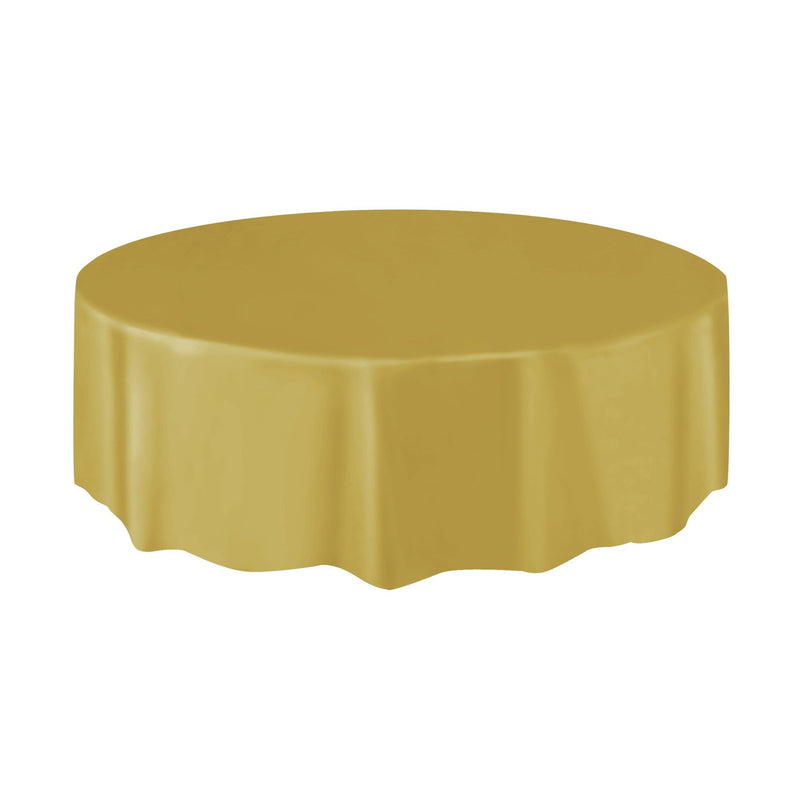 TABLECOVER - GOLD - PLASTIC ROUND-Tablecover-Partica Party