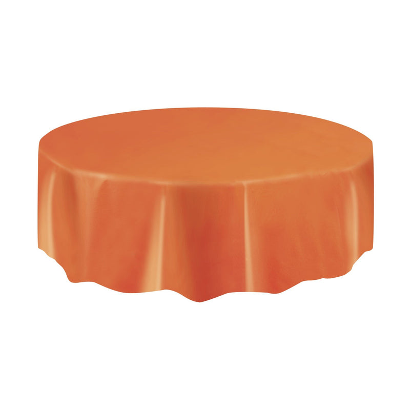 TABLECOVER - ORANGE - PLASTIC ROUND-Tablecover-Partica Party