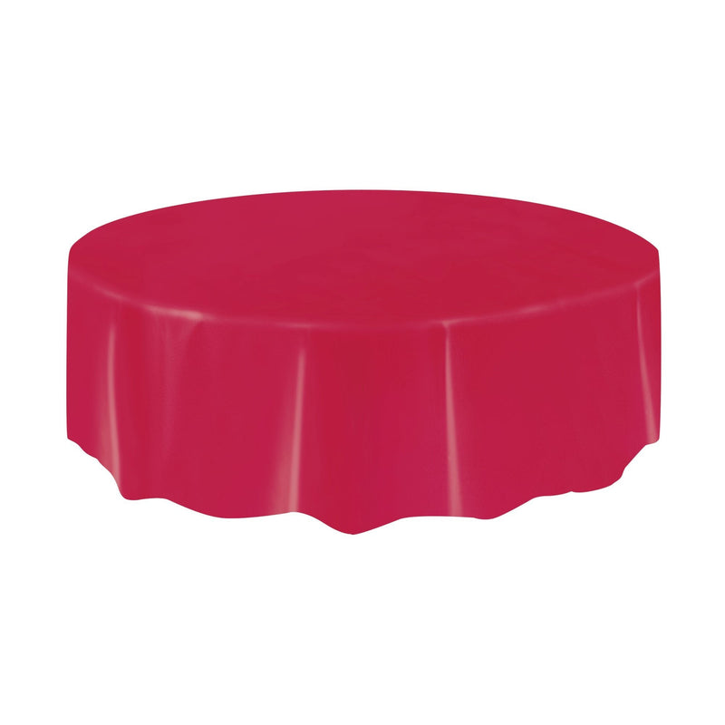 TABLECOVER - RED - PLASTIC ROUND-Tablecover-Partica Party