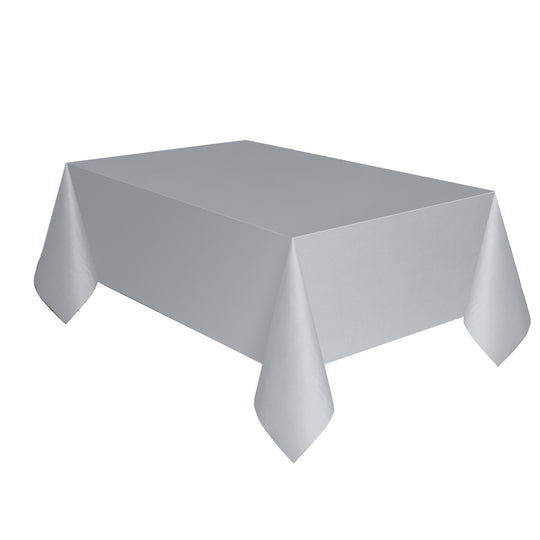 TABLECOVER - SILVER - PLASTIC RECTANGLE