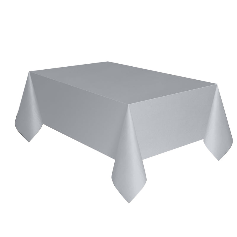 TABLECOVER - SILVER - PLASTIC RECTANGLE-Tablecover-Partica Party