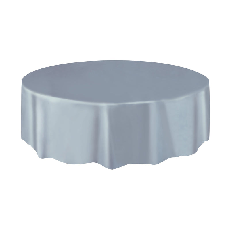 TABLECOVER - SILVER - PLASTIC ROUND-Tablecover-Partica Party