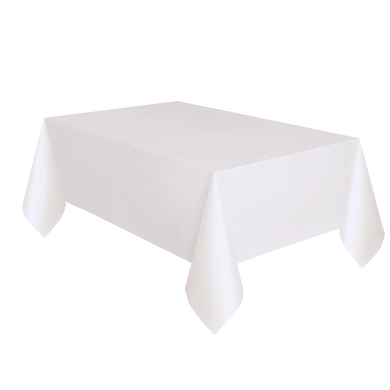 TABLECOVER - WHITE - PLASTIC RECTANGLE-Tablecover-Partica Party