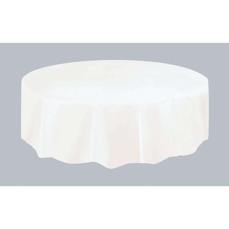TABLECOVER - WHITE - PLASTIC ROUND-Tablecover-Partica Party