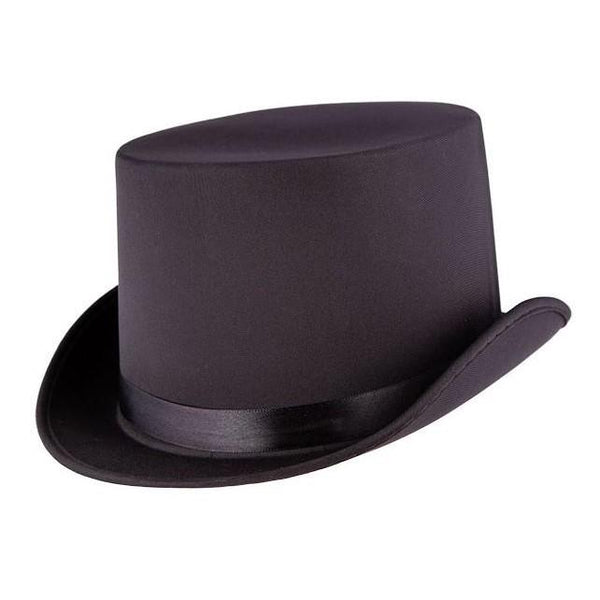 TOP HAT - BLACK WITH BLACK RIBBON-Hat-Partica Party