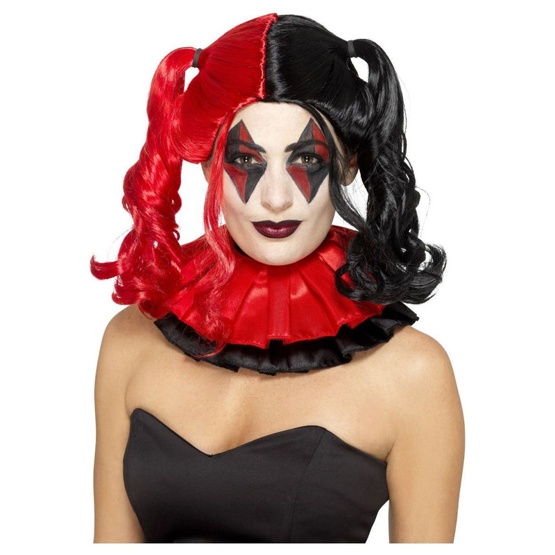 TWISTED HARLEQUIN WIG - BLACK & RED-WIGS-Partica Party