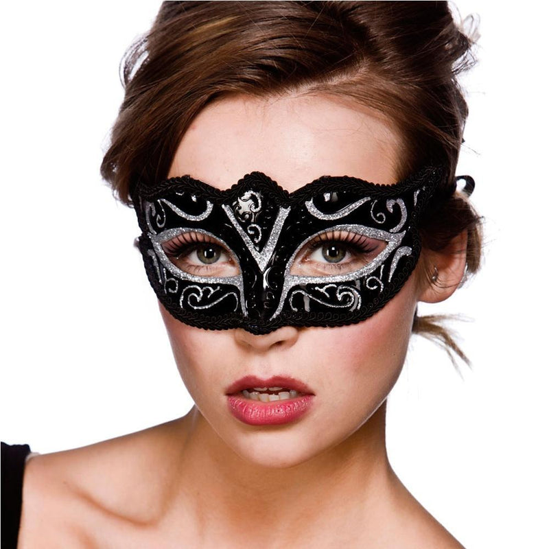 VERONA EYEMASK - BLACK & SILVER-MASK-Partica Party