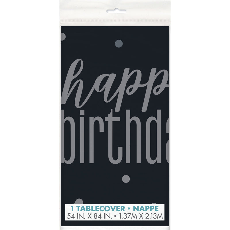 TABLECOVER - HAPPY BIRTHDAY - BLACK