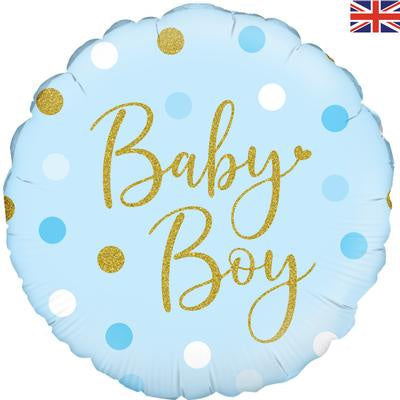 18" FOIL - BABY BOY - SPARKLING DOTS