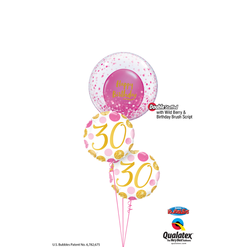 BALLOON BOUQUET - PINK & GOLD CONFETTI BIRTHDAY-BALLOON BOUQUET-Partica Party