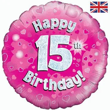 18" FOIL - HAPPY 15th BIRTHDAY! - PINK