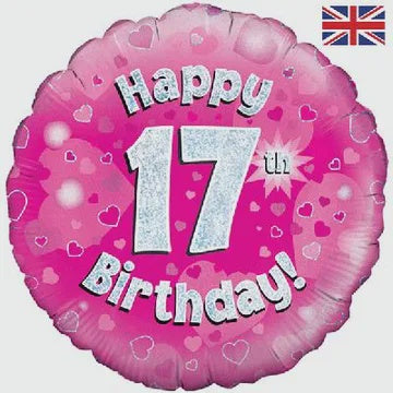 18" FOIL - HAPPY 17TH BIRTHDAY! - PINK