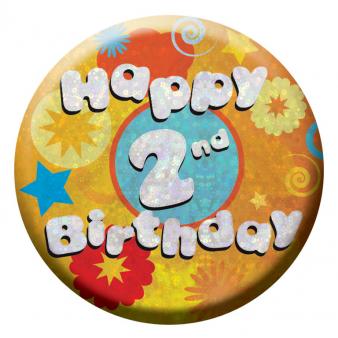 BIRTHDAY BADGE - 2ND BIRTHDAY - 5.5CM