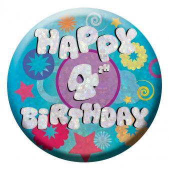 BIRTHDAY BADGE - HAPPY 4TH BIRTHDAY - 5.5CM